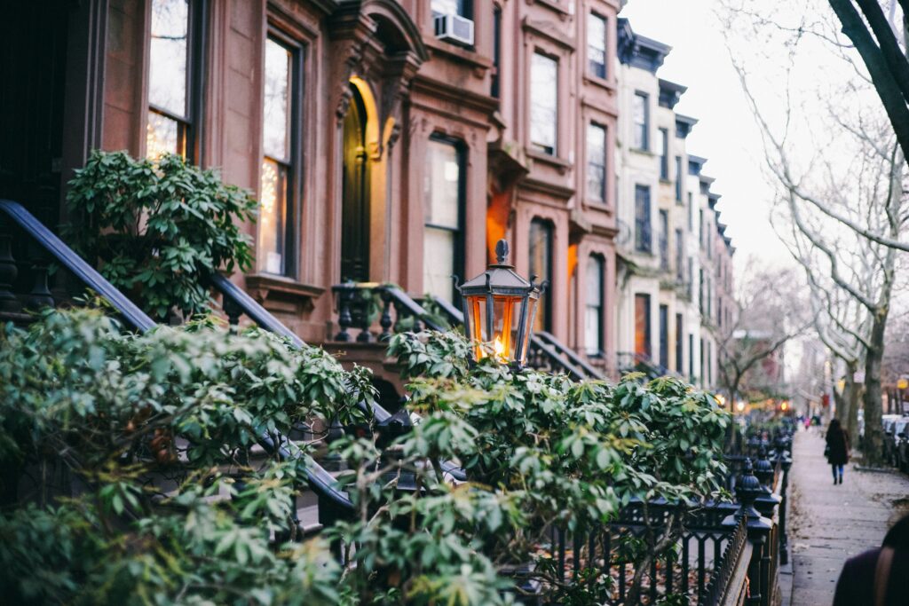 Historic brownstone street in Paulus Hook Jersey City